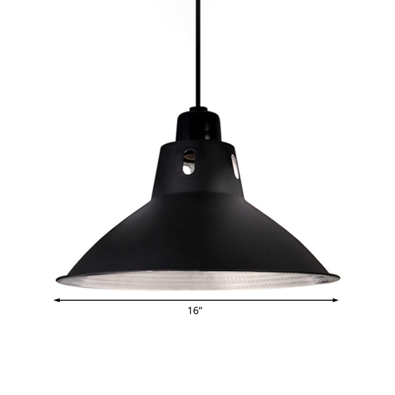 Farmhouse Metallic 1 Light Black Suspension Dining Table Pendant - 14/16 W Bowl Ceiling