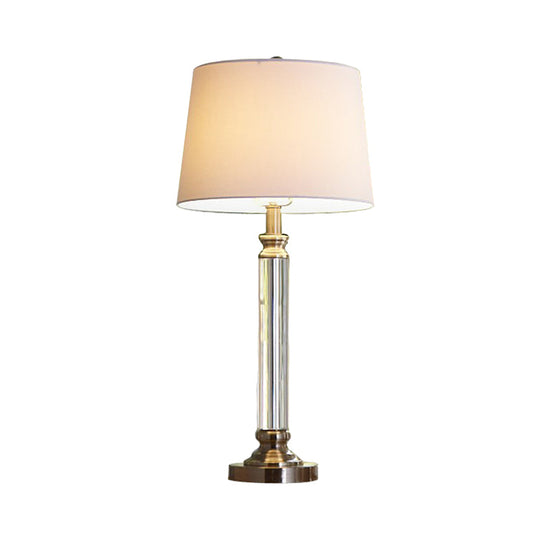 Modern Gold Nightstand Lamp With Flared Fabric Shade - Task Lighting