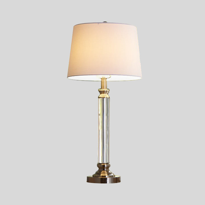 Modern Gold Nightstand Lamp With Flared Fabric Shade - Task Lighting