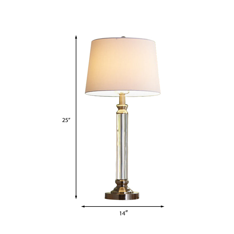 Modern Gold Nightstand Lamp With Flared Fabric Shade - Task Lighting