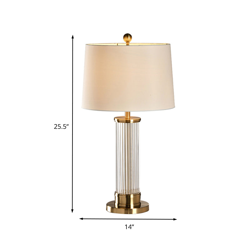 Hand-Cut Crystal White Table Lamp: Modern Reading Light For Study