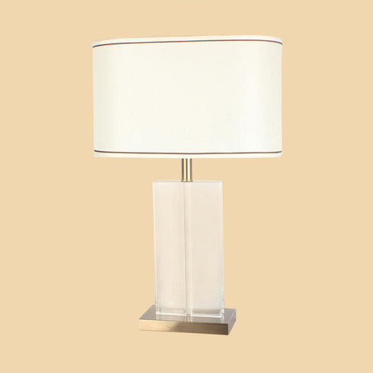 Modern Shaded Fabric Desk Lamp With Gold Finish Clear Crystal Base - 1 Head