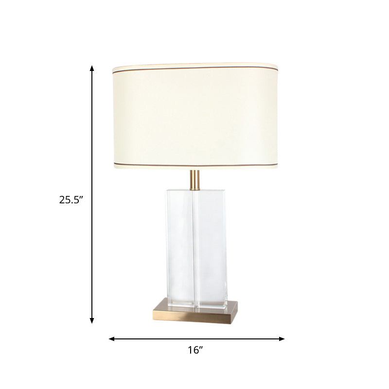 Modern Shaded Fabric Desk Lamp With Gold Finish Clear Crystal Base - 1 Head