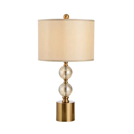 Modern Gold Cylindrical Table Lamp With Metal Base