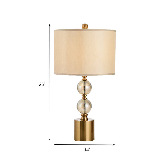 Modern Gold Cylindrical Table Lamp With Metal Base