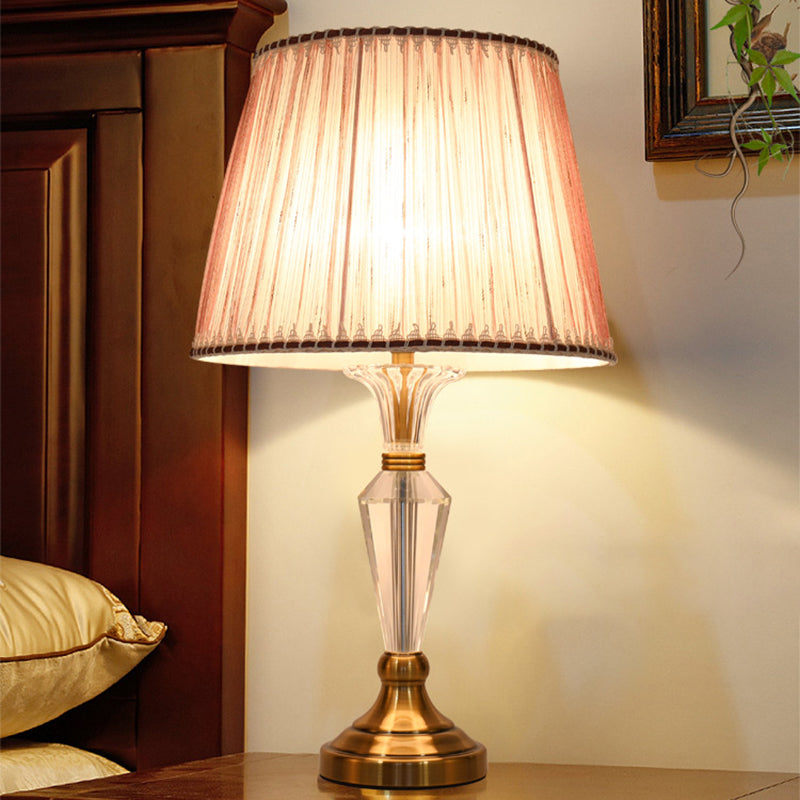 Modern Pink Living Room Desk Lamp With Fabric Shade