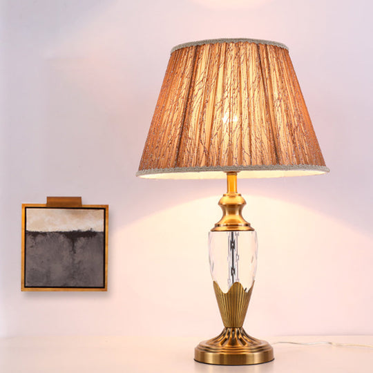 Modern Wide Flare Reading Light - Fabric Shade 1 Head Coffee Nightstand Lamp | Available In 14 Or 16