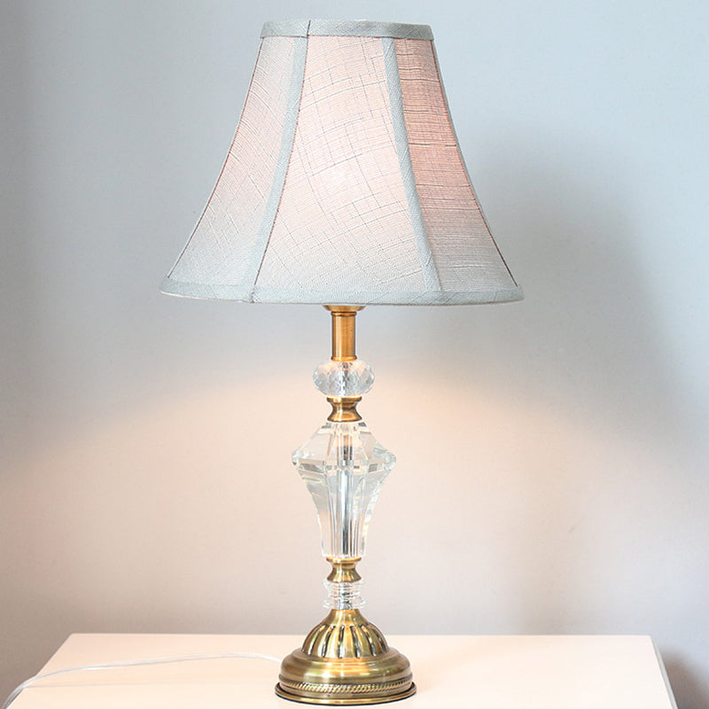 Modernist Fabric Study Lamp: Wide Flare 1 Head White Ideal For Reading