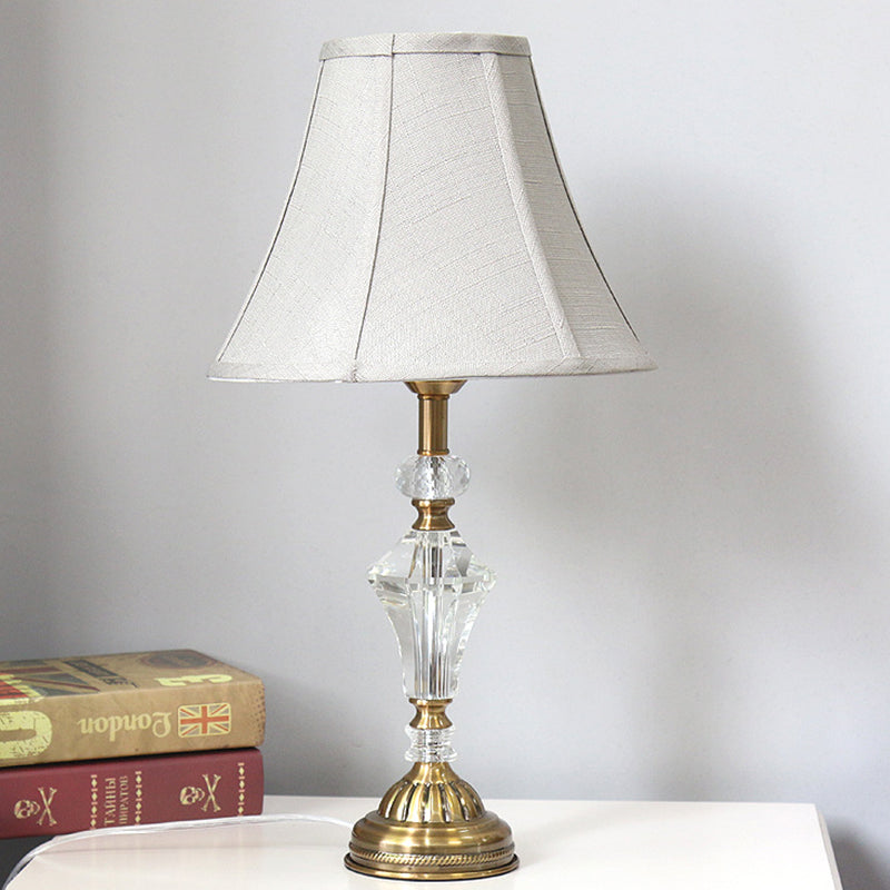 Modernist Fabric Study Lamp: Wide Flare 1 Head White Ideal For Reading