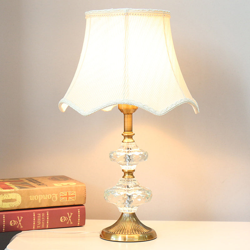 Contemporary White Night Table Lamp With Flare Shade For Bedroom