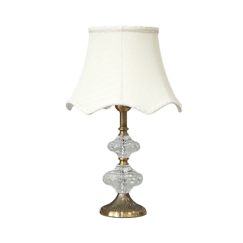 Contemporary White Night Table Lamp With Flare Shade For Bedroom