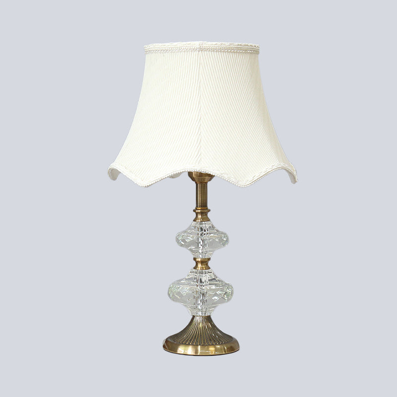 Contemporary White Night Table Lamp With Flare Shade For Bedroom