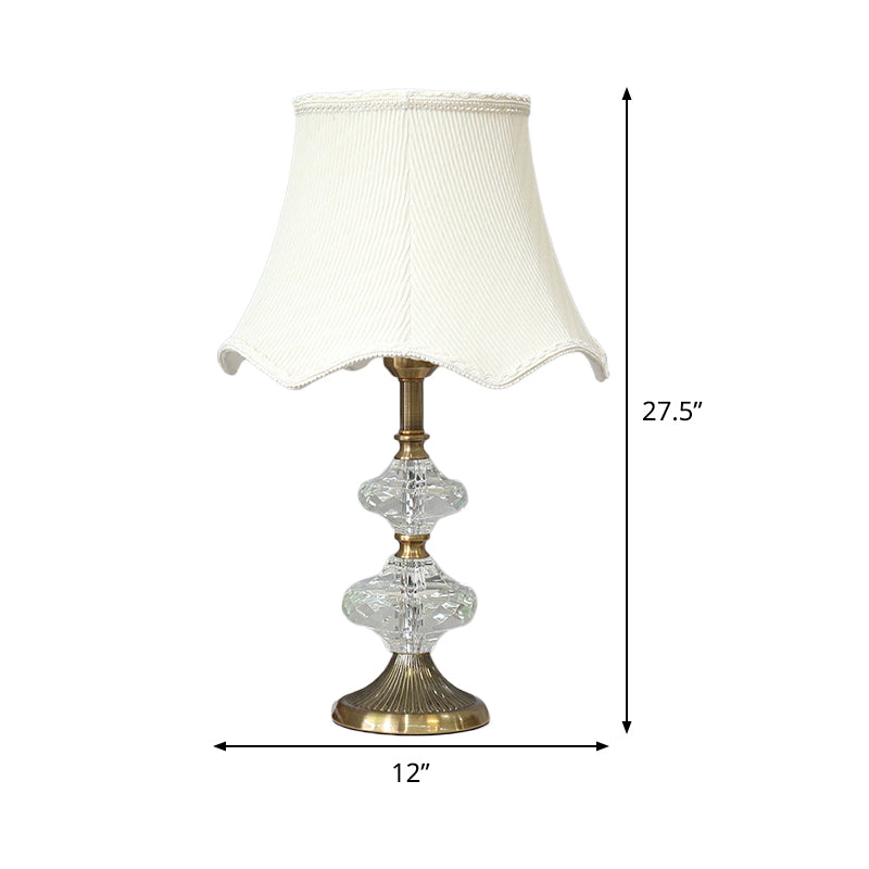 Contemporary White Night Table Lamp With Flare Shade For Bedroom