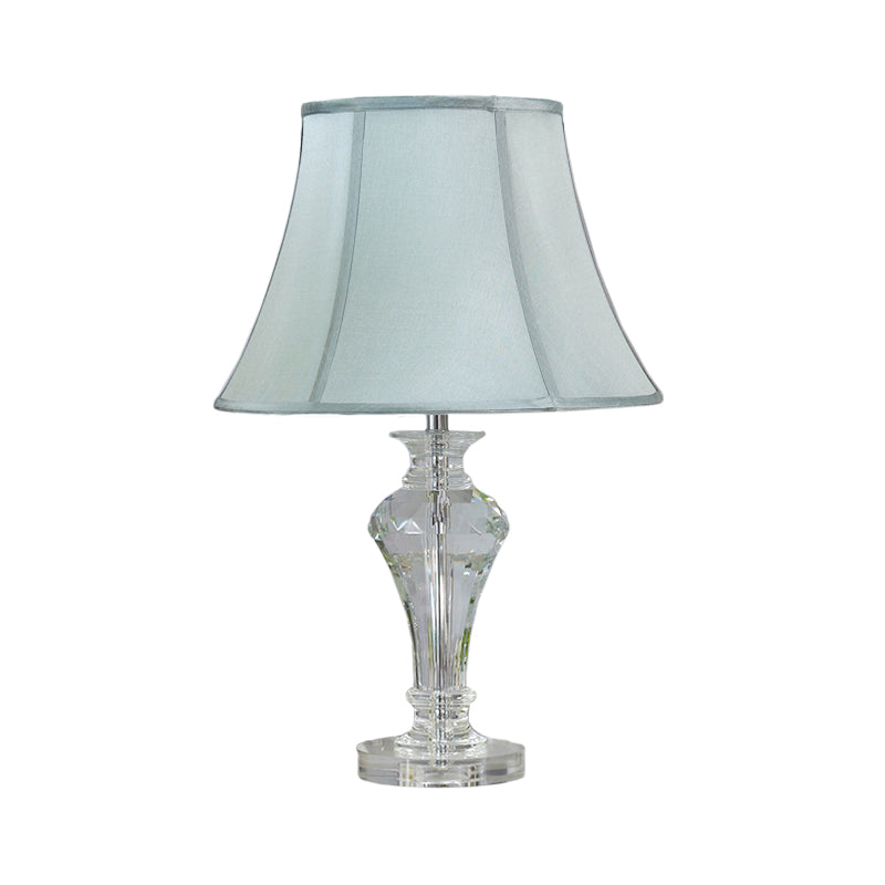 Modern Blue Crystal Table Lamp With Vase Shape Beveled Design And 1 Head Reading Light 21.5/23 Long