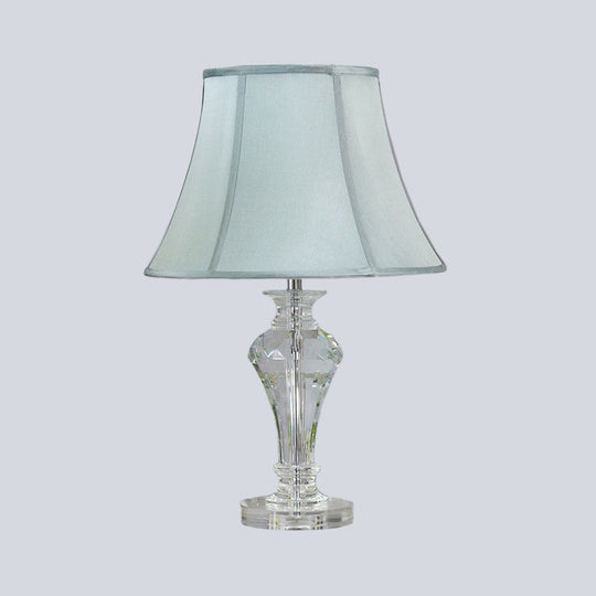 Modern Blue Crystal Table Lamp With Vase Shape Beveled Design And 1 Head Reading Light 21.5/23 Long