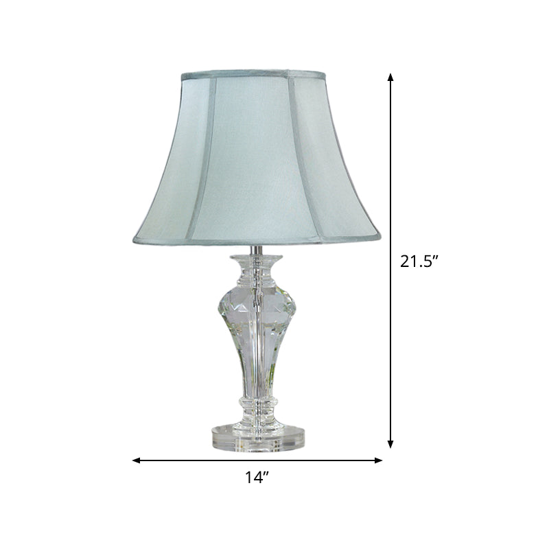 Modern Blue Crystal Table Lamp With Vase Shape Beveled Design And 1 Head Reading Light 21.5/23 Long