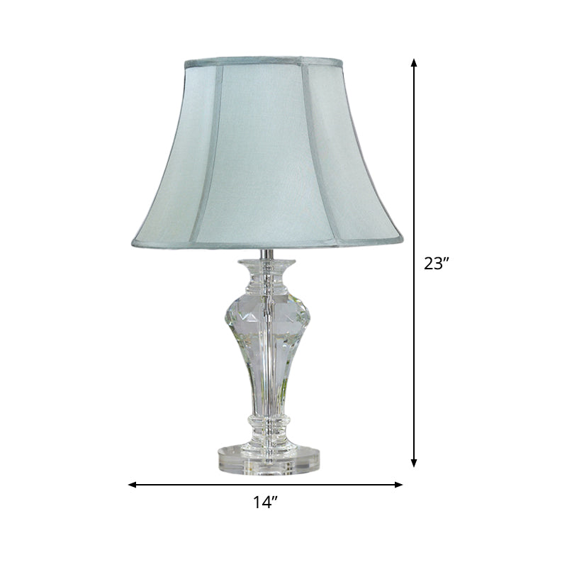 Modern Blue Crystal Table Lamp With Vase Shape Beveled Design And 1 Head Reading Light 21.5/23 Long