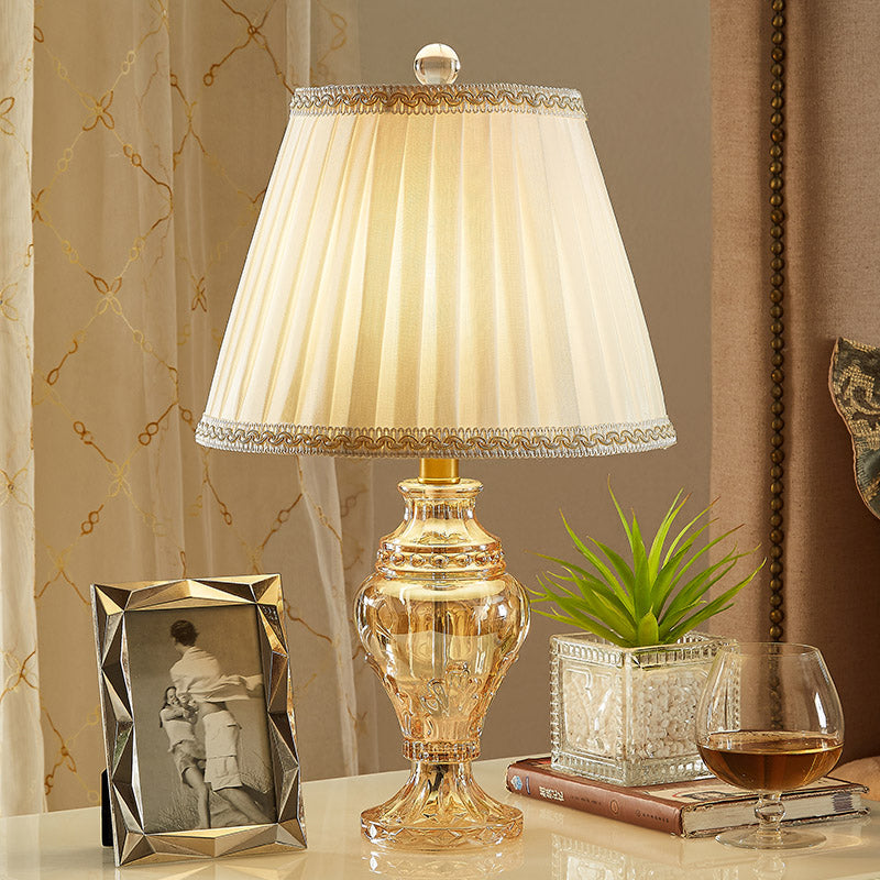 White Crystal Nightstand Lamp - Modern Task Lighting In Jar Shape