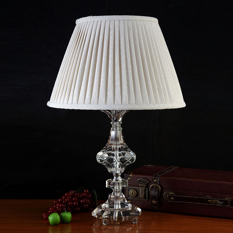 Modern Crystalline Nightstand Lamp With Baluster Reading Light In White