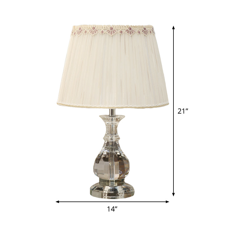 Curvy Hand-Cut Crystal Reading Lamp In Beige For Bedroom - Modern Task Light