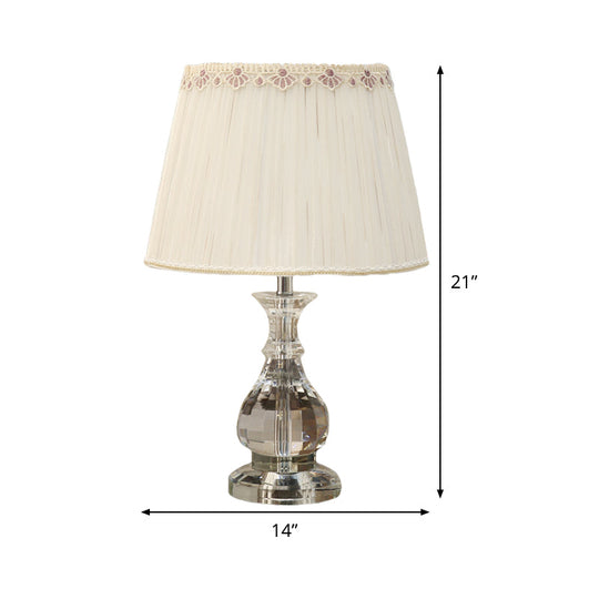 Curvy Hand-Cut Crystal Reading Lamp In Beige For Bedroom - Modern Task Light