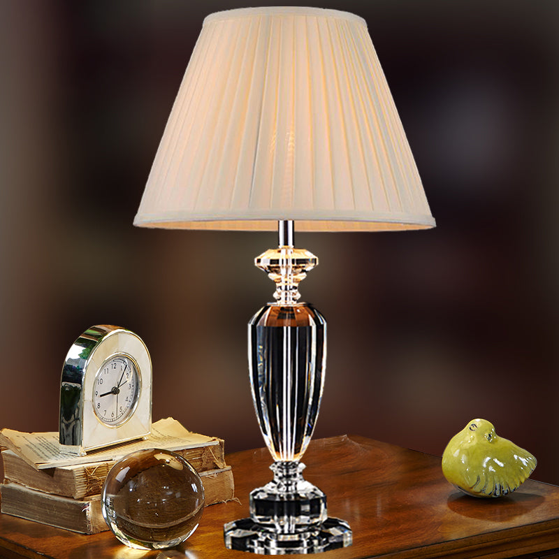 Modern Beige Desk Lamp With Wide Flare Shade Ideal Living Room Task Lighting