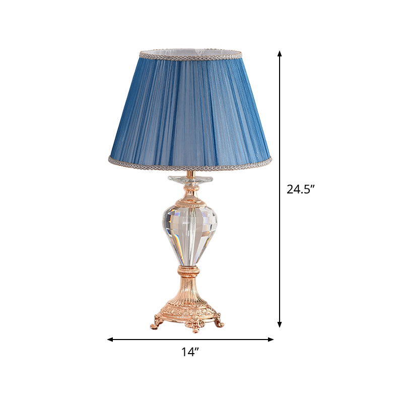 Modern Blue Shaded Desk Lamp With Copper Metal Base - 1 Bulb Table Light