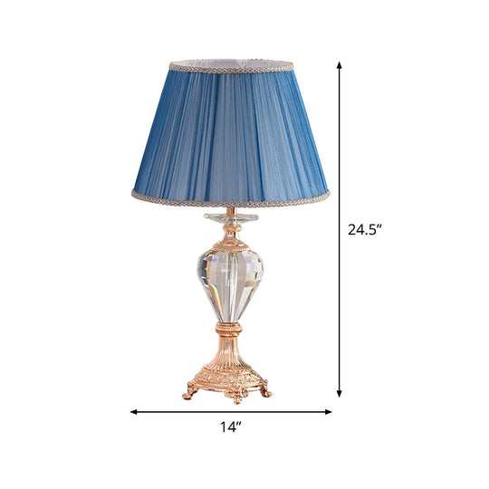 Modern Blue Shaded Desk Lamp With Copper Metal Base - 1 Bulb Table Light