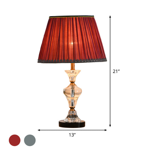 Modernist Red/Blue Reading Light Living Room Table Lamp With Conical Fabric Shade