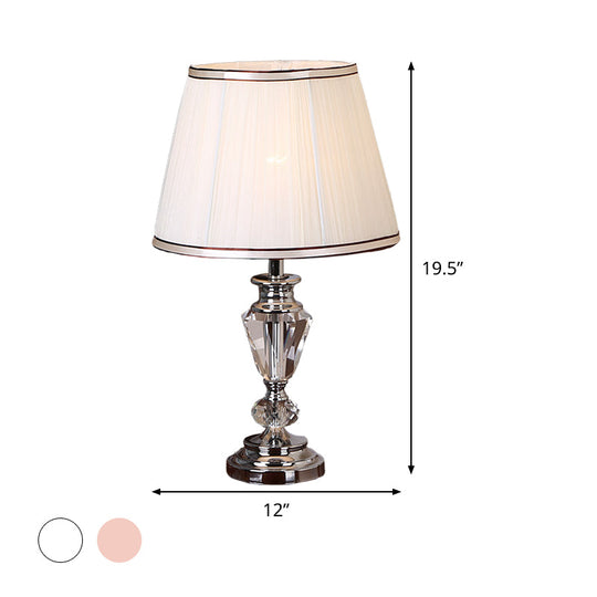 Modern Barrel Shade Task Light Pink/White Nightstand Lamp For Bedside