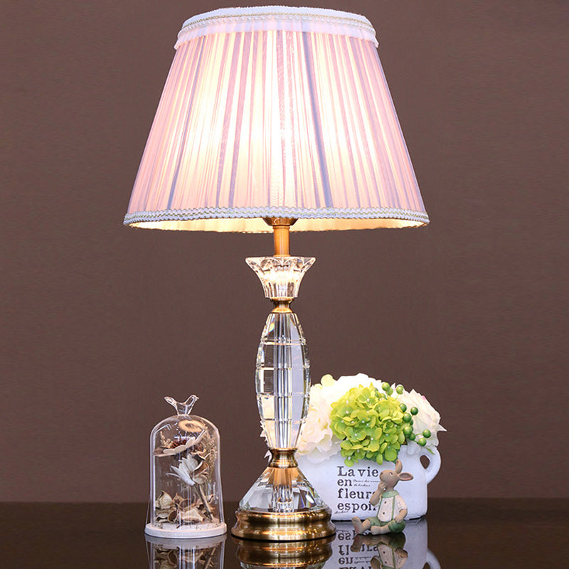 Contemporary Fabric Cone Shape Night Table Lamp In Light Purple