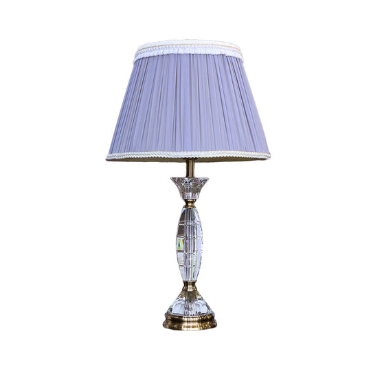 Contemporary Fabric Cone Shape Night Table Lamp In Light Purple