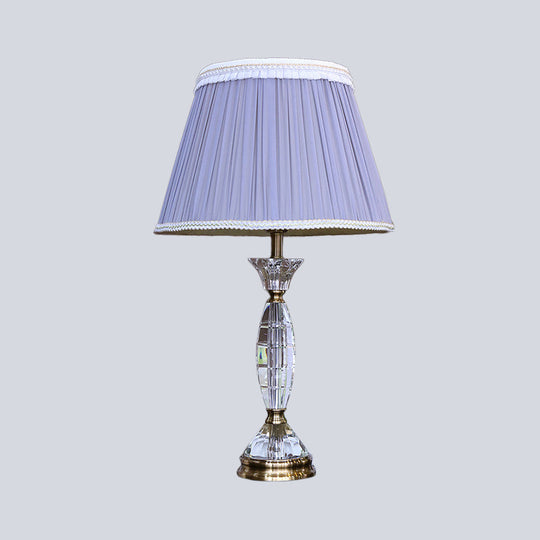 Contemporary Fabric Cone Shape Night Table Lamp In Light Purple