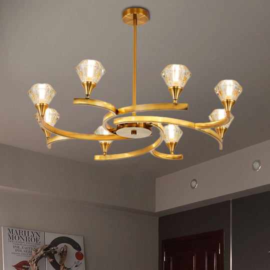 Sputnik Design Diamond Crystal Chandelier - Modern 6/8/10 Light Chrome/Gold Ceiling Fixture