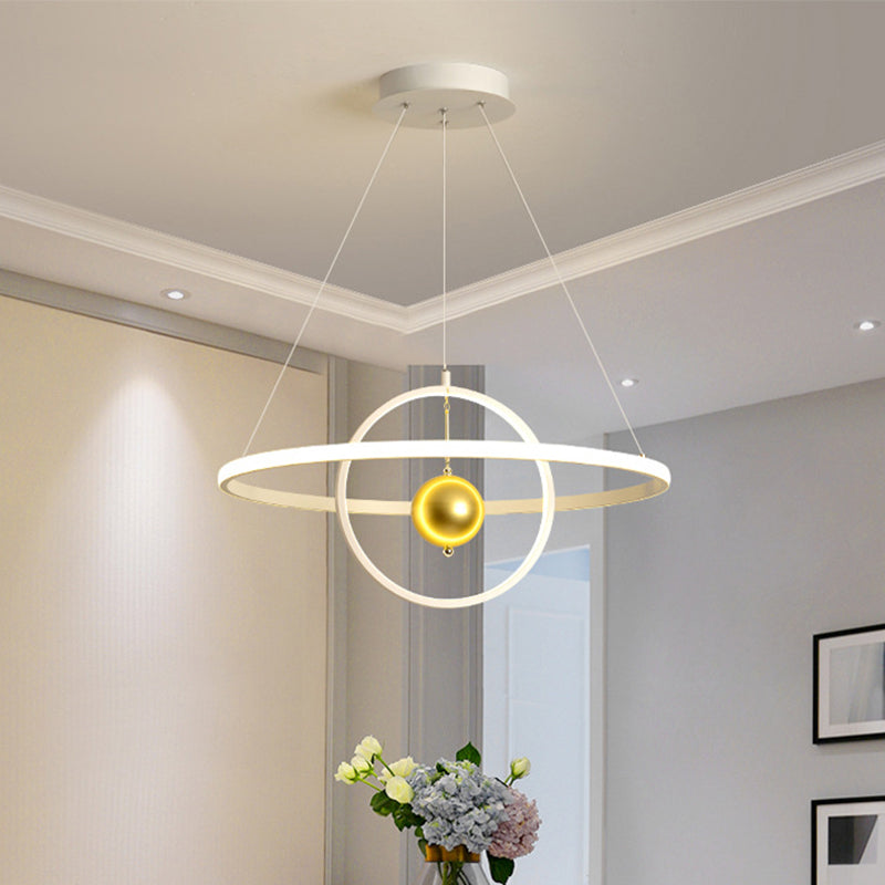 Contemporary Black/White Orbit Led Ceiling Pendant Light With Warm/White Acrylic Chandelier