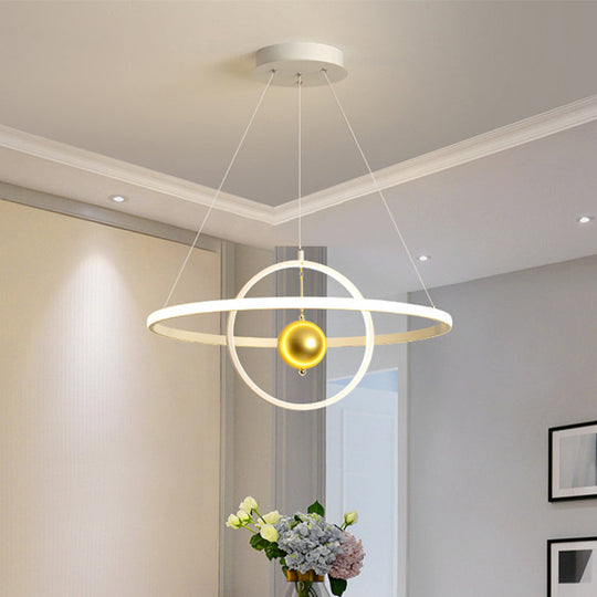 Contemporary Black/White Orbit Led Ceiling Pendant Light With Warm/White Acrylic Chandelier