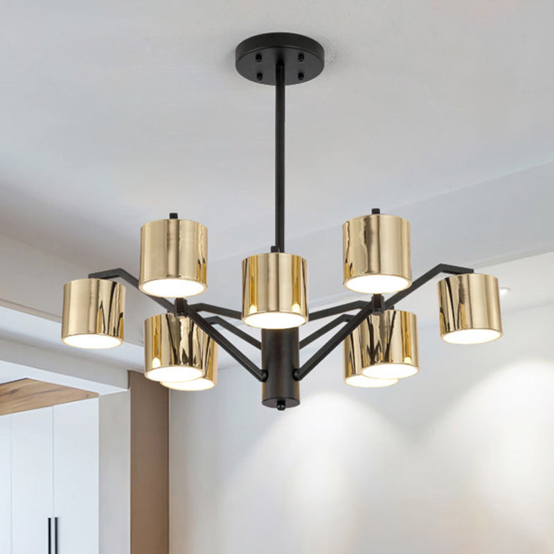 Gold Metal Drum Chandelier: Modern 7-Head Pendant Light For Living Room