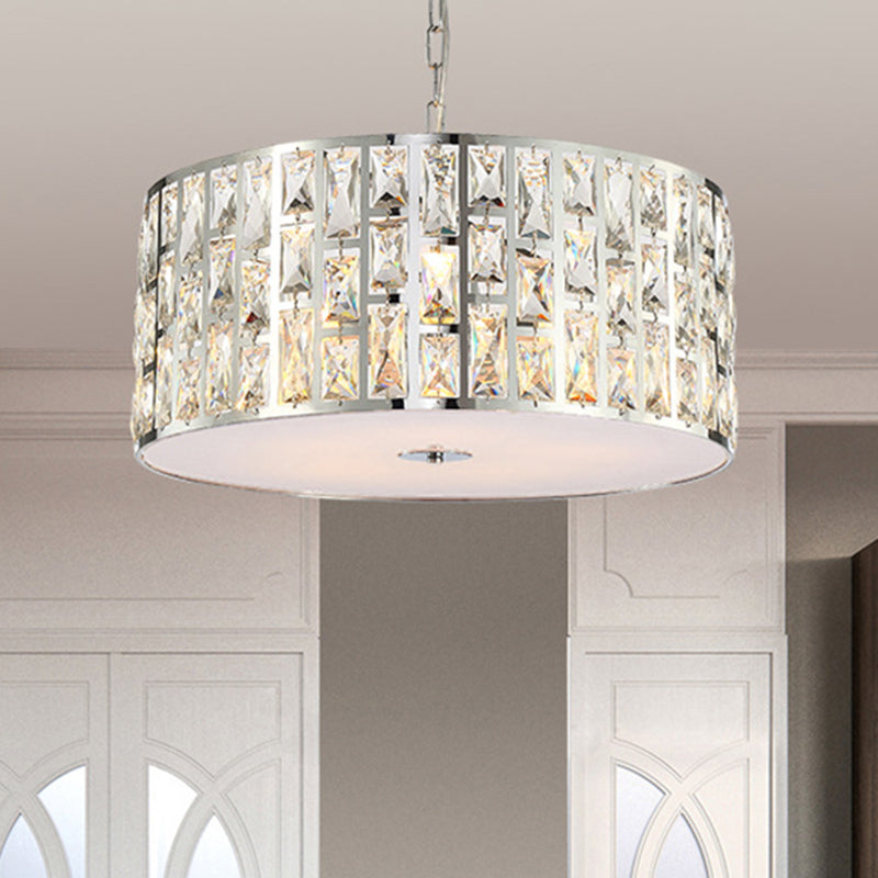 Lustre élégant en cristal à 5 ​​lumières en chrome avec diffuseur – Plafonnier suspendu élégant