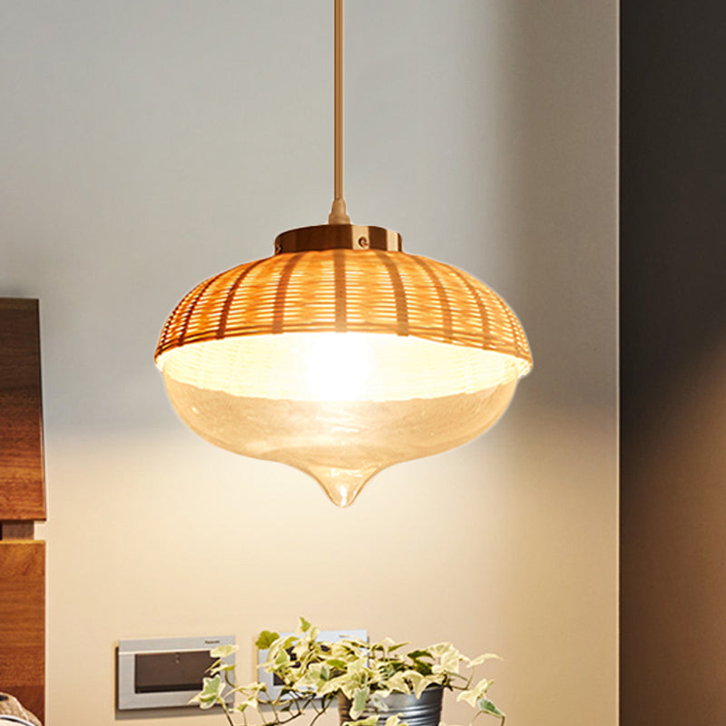 Modern Bamboo Pendant Light Fixture - Wood Design for Dining Room