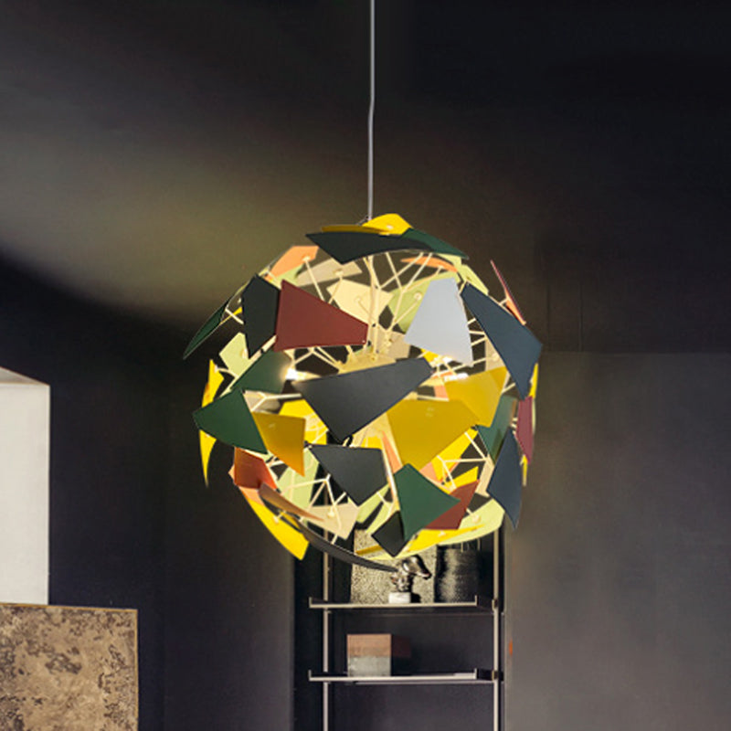 Industrial Camouflage Ceiling Pendant Light: Metallic Spherical Design, Multi-Light Fixture for Living Room