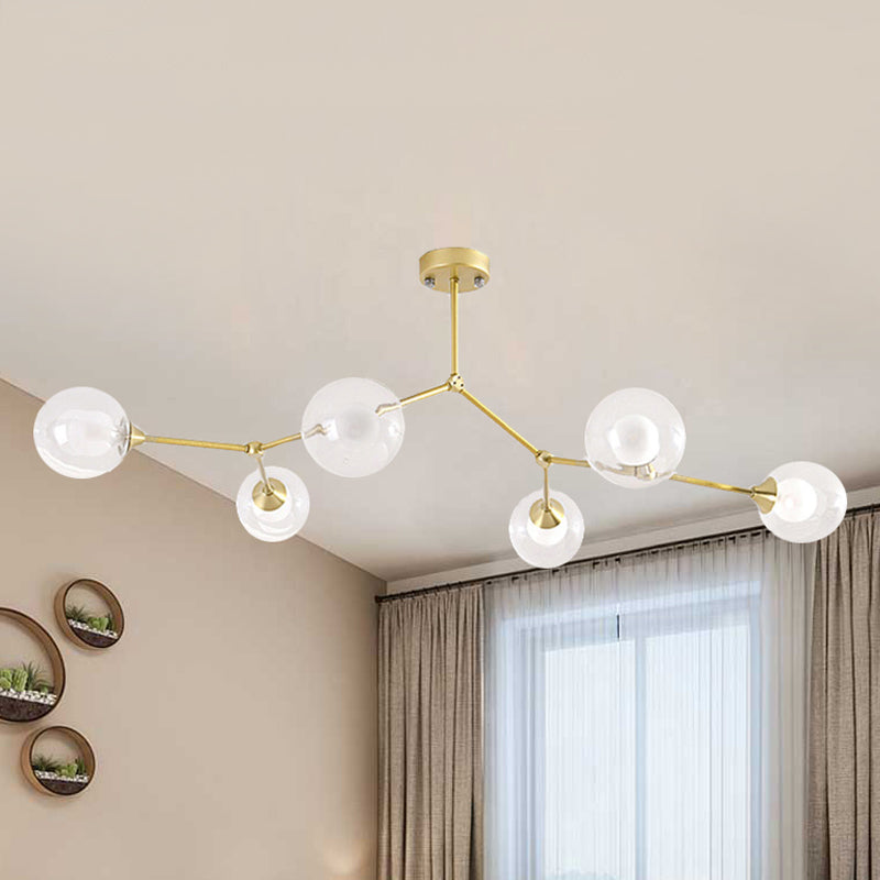 Modern Ball Pendant Light: Clear/Milky White Glass 4/5/6-Head Dining Room Chandelier With Black/Gold