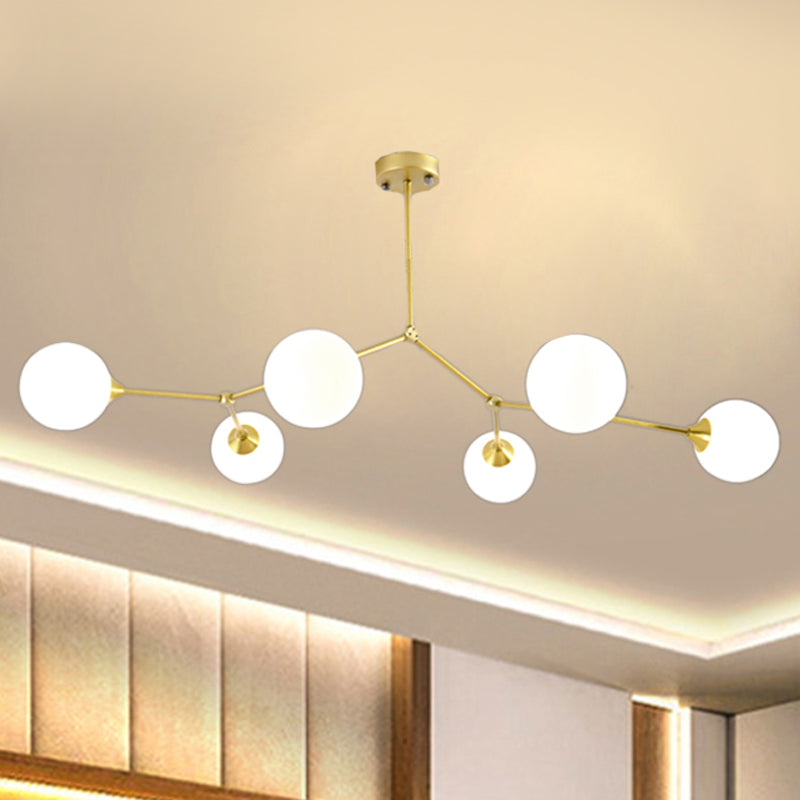 Modern Ball Pendant Light: Clear/Milky White Glass 4/5/6-Head Dining Room Chandelier With Black/Gold