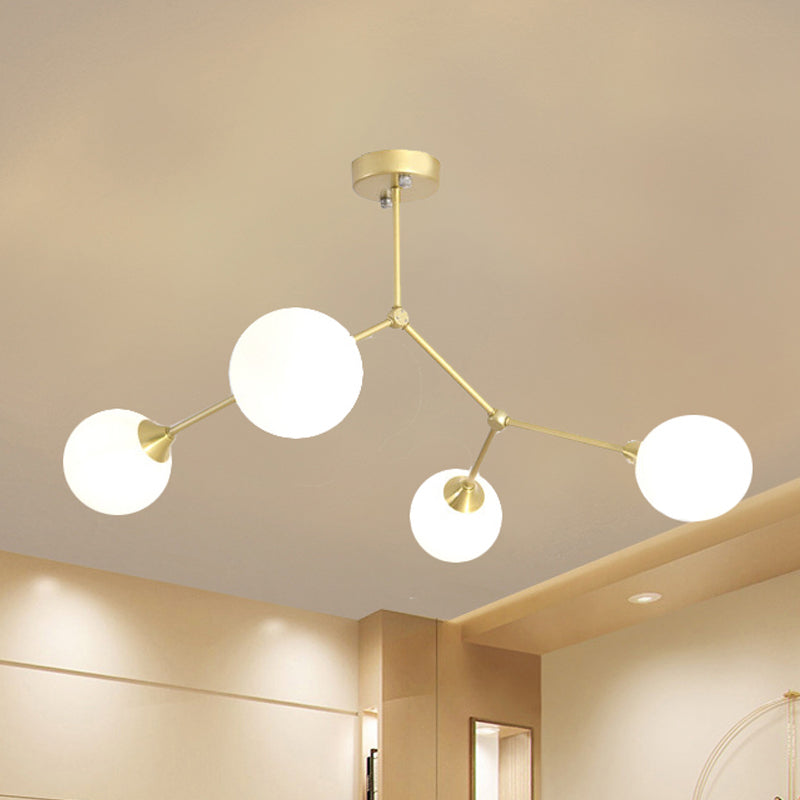 Modern Ball Pendant Light: Clear/Milky White Glass 4/5/6-Head Dining Room Chandelier With Black/Gold