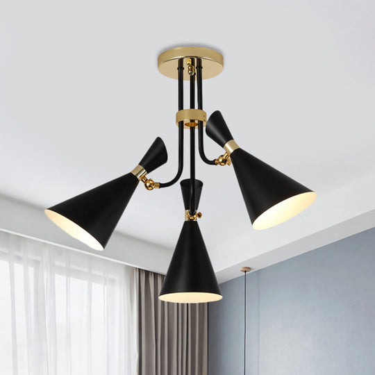 Modern Iron Flared Drop Pendant Chandelier - 3/5-Light Black Fixture Ideal For Dining Room