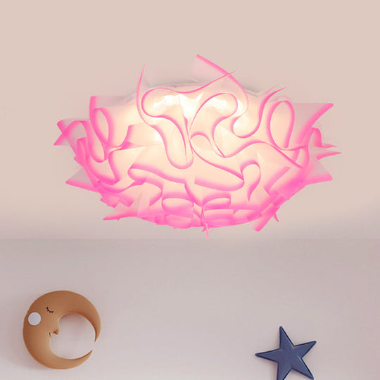 Contemporary LED Flush Ceiling Light with Twist Acrylic Shade - Vibrant Pink/Orange/Blue - for Kid's Room (3 Adjustable Gears)