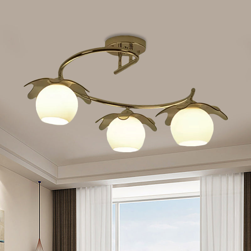 Sleek Chrome LED Ceiling Light with Globe Glass Shade - Ideal for Modern Bedrooms and Semi Flush Mounting