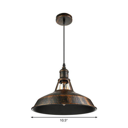 Vintage Aged Silver/Rust Barn Pendant Light | Wrought Iron 1-Light 10.5/12/15 Diameter