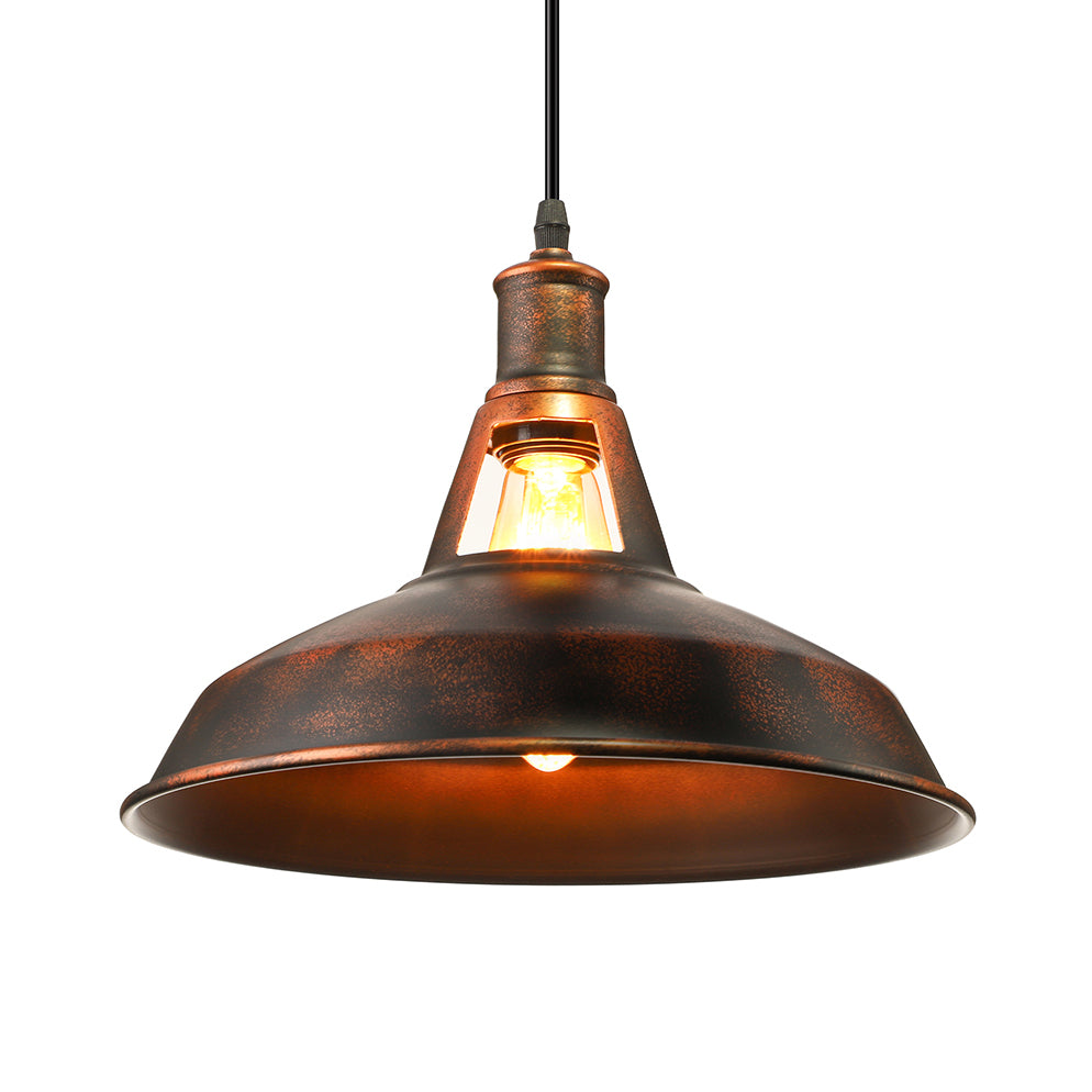 Rustic Metal Pendant Light Fixture With Adjustable Cord - Barn Shade 1 Bulb Various Widths