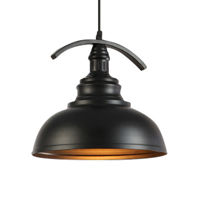 Adjustable Industrial Bowl Pendant Light with Metal Suspension - Rust/White/Black