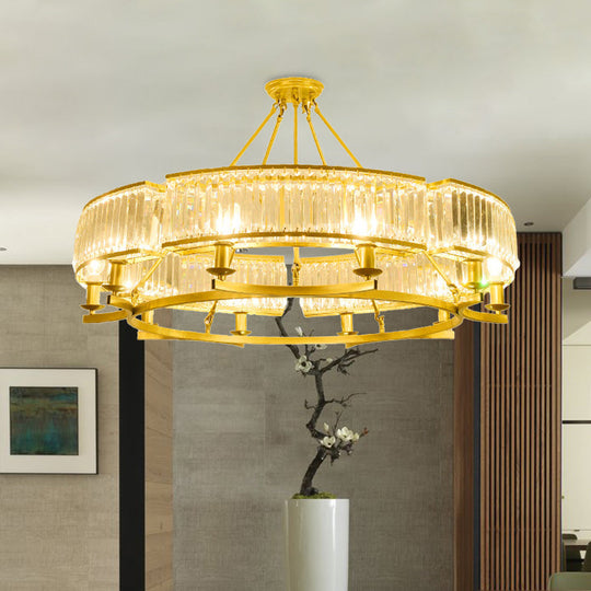 Contemporary Crystal Chandelier: Drum Shape 6/8/10 Lights Black/Gold Hanging Pendant Lamp